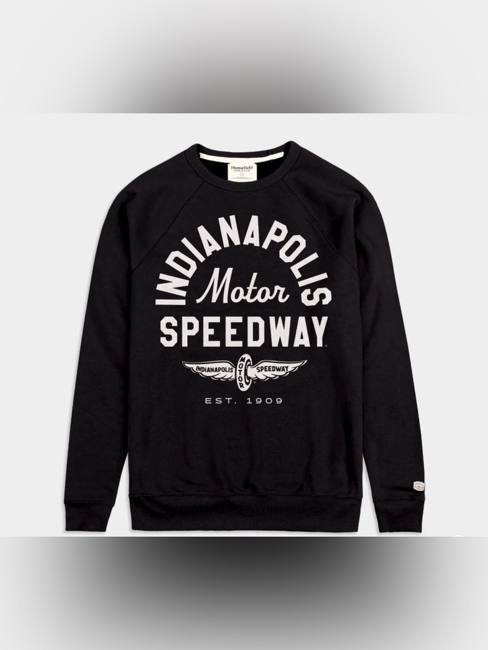 Homefield Indianapolis Motor Speedway Est. 1909 Retro Crewneck Black Large NWT